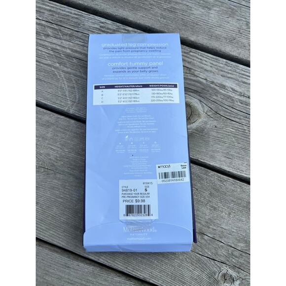 maternity graduated leg compression tights tummy comfort panel black size A / Sm - Picture 2 of 2